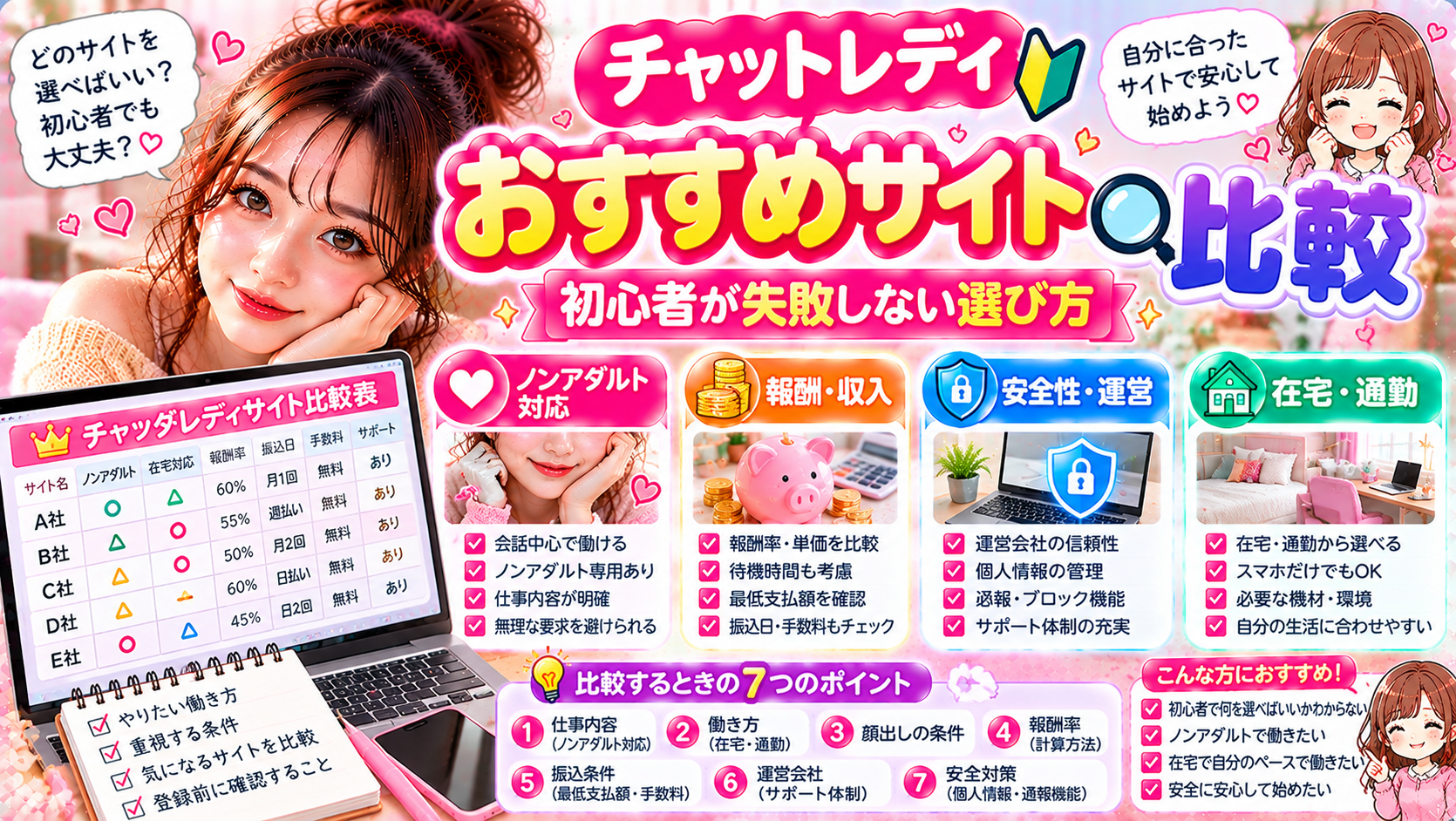 チャットレディおすすめサイト比較|初心者が失敗しない選び方