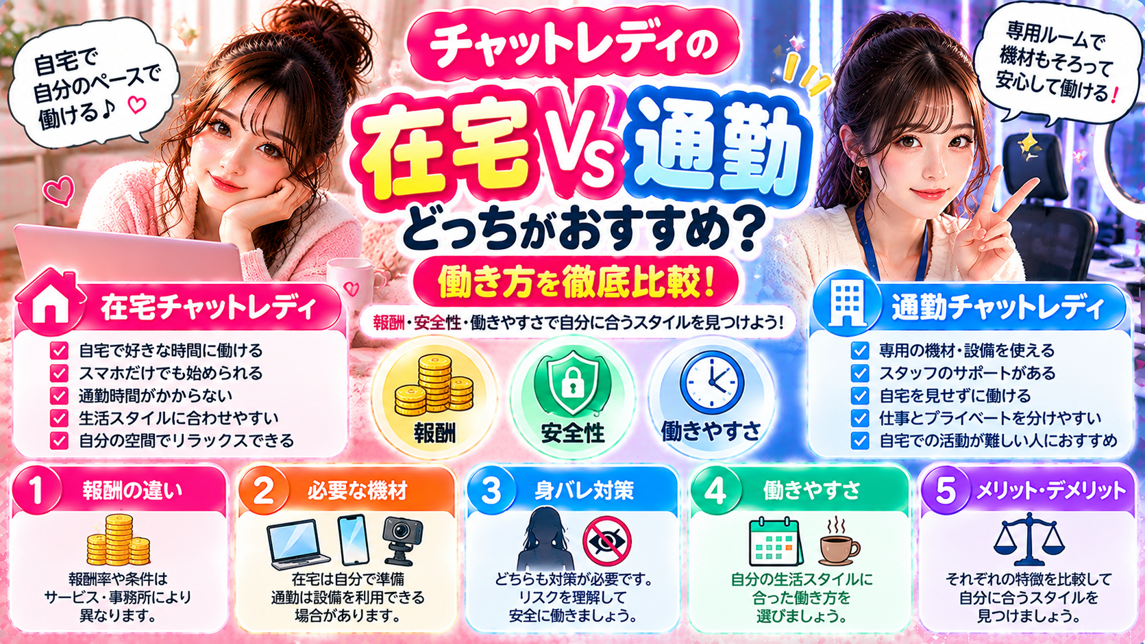 在宅と通勤どっちがおすすめ?チャットレディの働き方を比較
